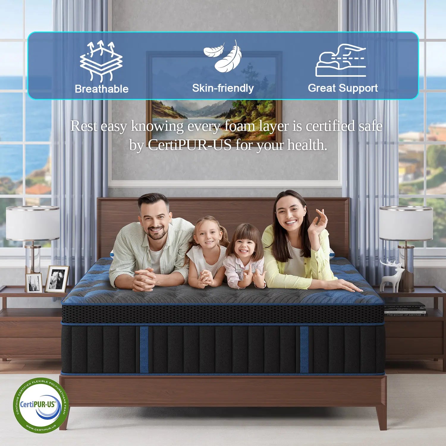 12"/14" Hybrid Mattress in a Box | Memory Foam & Pocket Springs | Medium Firm | Lumbar Support