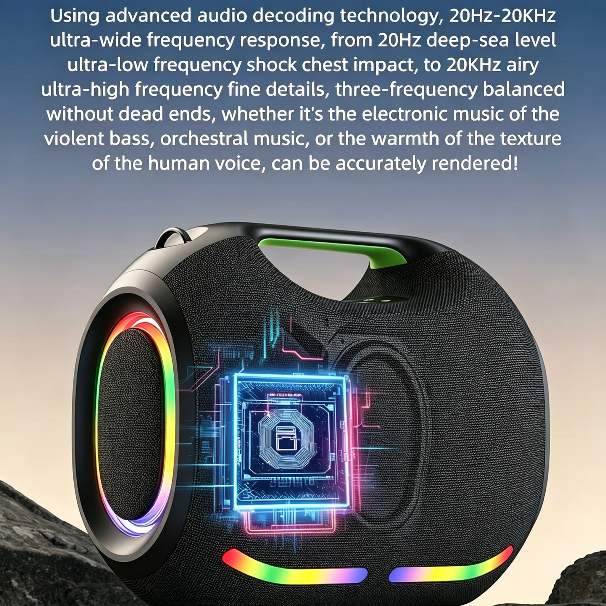 250W High Volume Portable Blue Tooth Audio Speaker Outdoor Waterproof Wireless Subwoofer Suporrt USB/TF/AUX RGB Light.