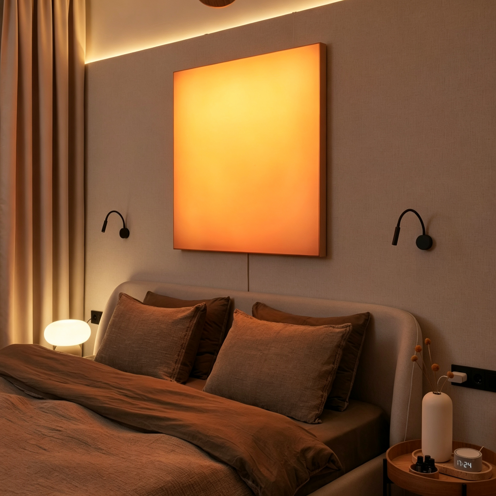 LED illuminated wall decor for hotel lobbies and corridors| Modern sunrise & sunset light box with durable aluminum frame.