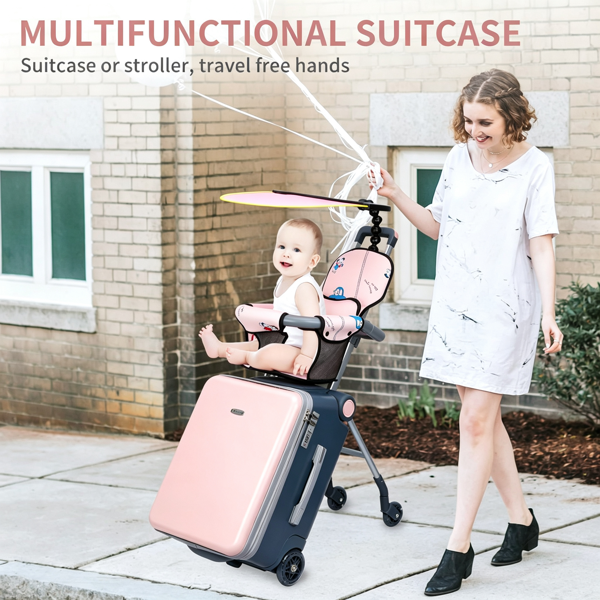 Expandable Luggage with Spinner Wheels,Large Suitcases with Child Seat Design,Hard Luggage for Women and Men,20 inch Hardside Carry on Luggage for Travel
