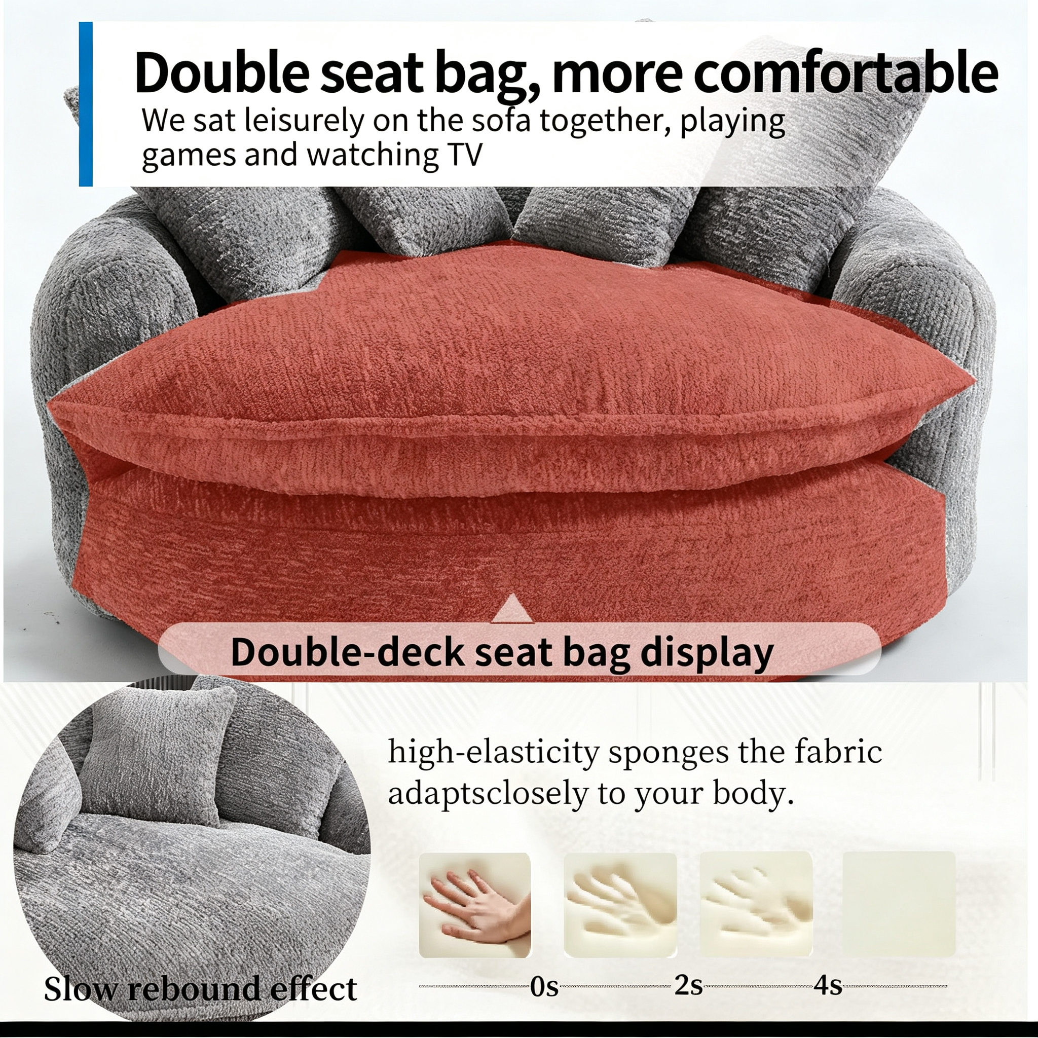 Oversized Chenille Round Sofa, Fluffy Reading Chair for Living Room