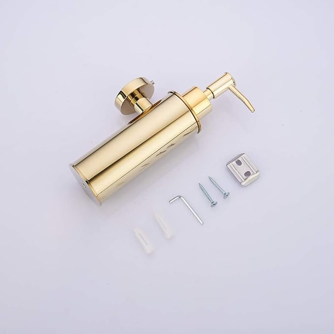 Wall-Mounted Stainless Steel Soap Dispenser - Brushed Brass (180ml)
