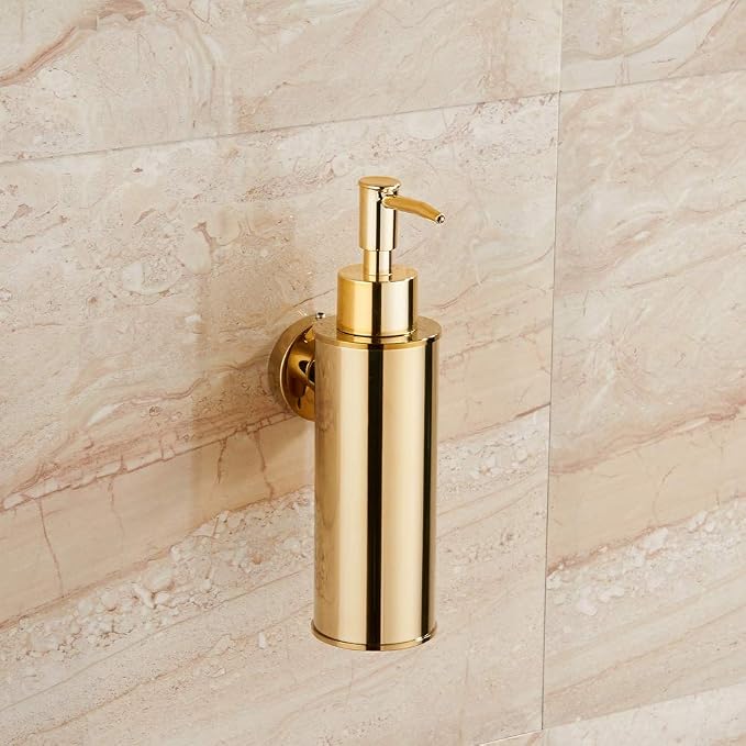 Wall-Mounted Stainless Steel Soap Dispenser - Brushed Brass (180ml)
