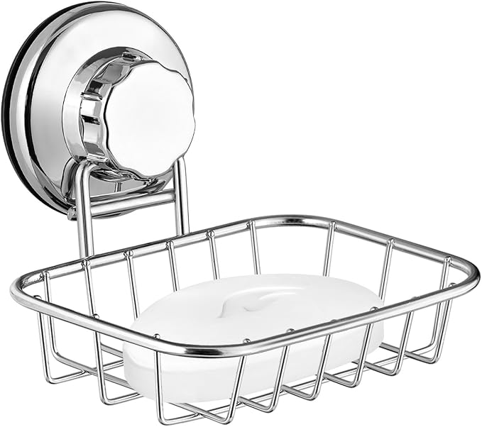 Contemporary Stainless Steel & White Soap Dish