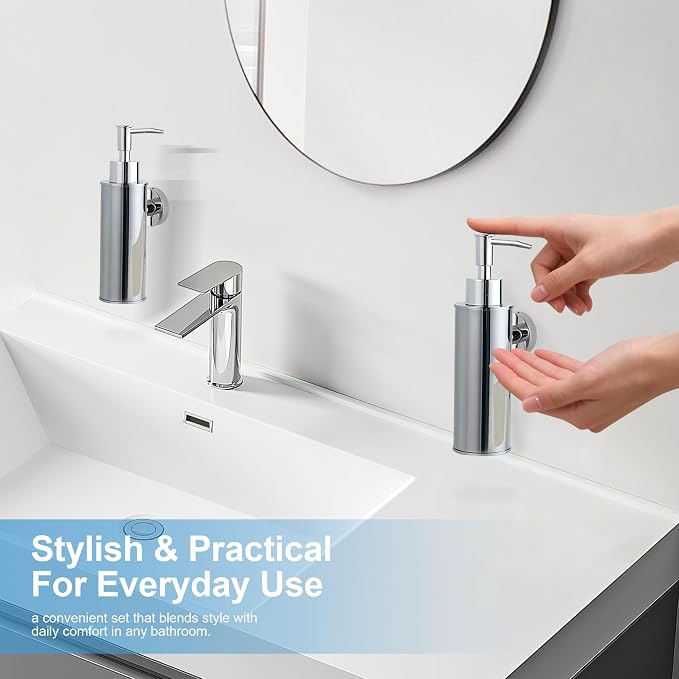 Wall-Mounted Soap Dispenser 2 Pack, 304 Stainless Steel... Chrome, 180ml