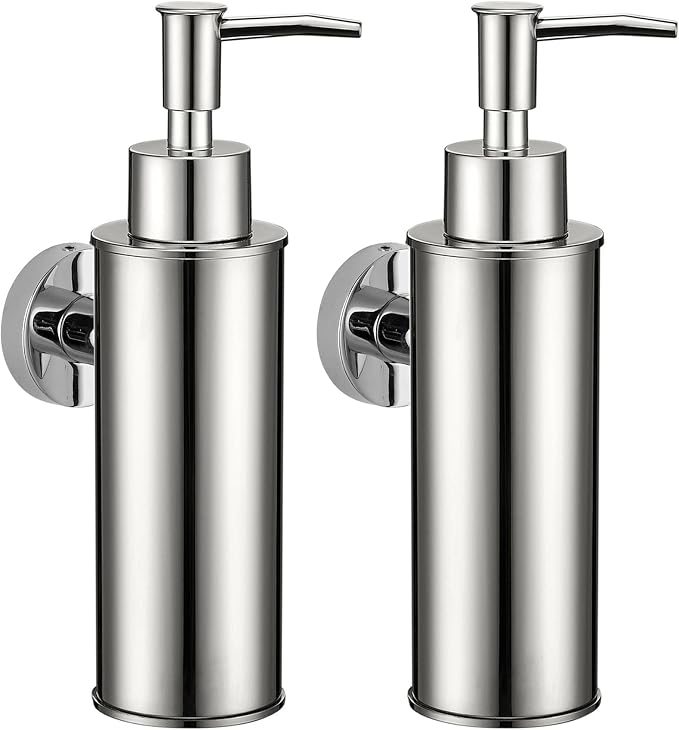 Wall-Mounted Soap Dispenser 2 Pack, 304 Stainless Steel... Chrome, 180ml