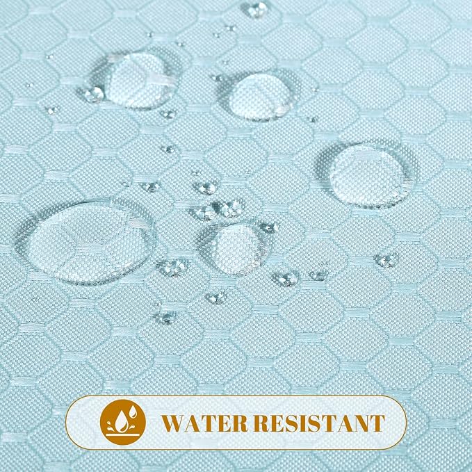 Heavyweight Waffle Weave Shower Curtain with Weighted Hem - Duck Egg Blue (300 x 200cm)