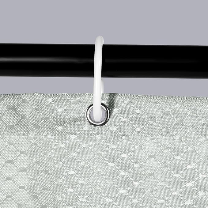 Heavyweight Waffle Weave Shower Curtain with Weighted Hem - Silver Grey (300 x 200cm)