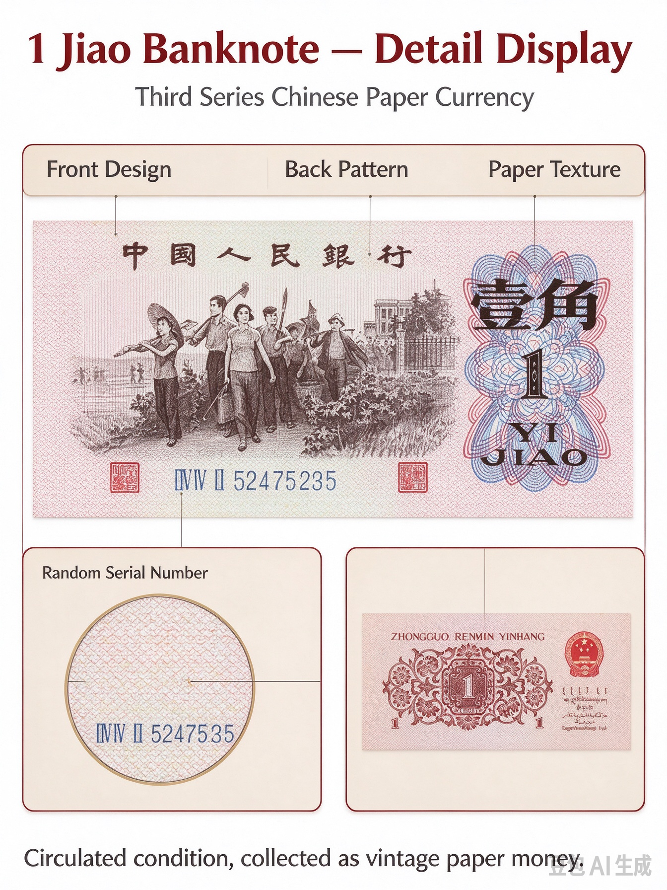 Third Series RMB 1962 1 Jiao Paper Note, Brand New Rural Issue, Third Series 1 Jiao Coin, Genuine Guaranteed