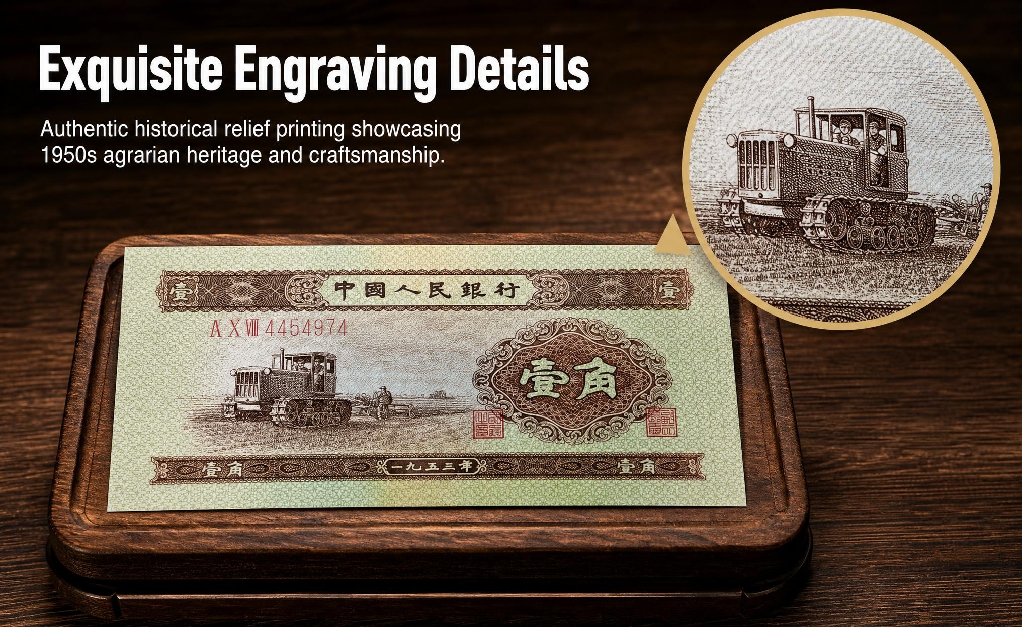 Uncirculated 1953 1 Jiao Banknote (Bulldozer Yellow 1 Jiao), 2nd Set RMB, Genuine Note