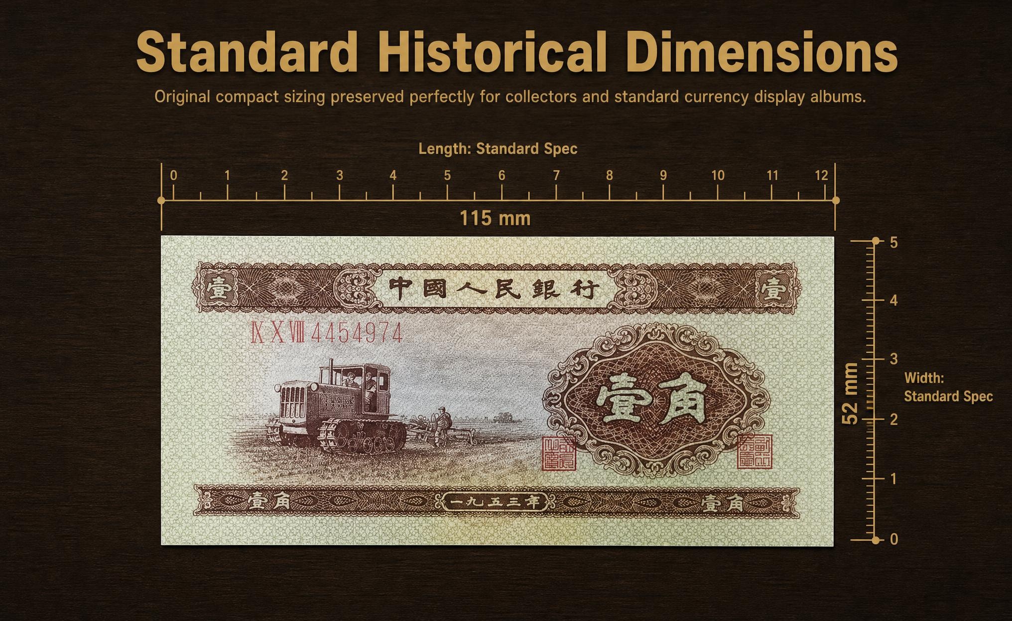 Uncirculated 1953 1 Jiao Banknote (Bulldozer Yellow 1 Jiao), 2nd Set RMB, Genuine Note