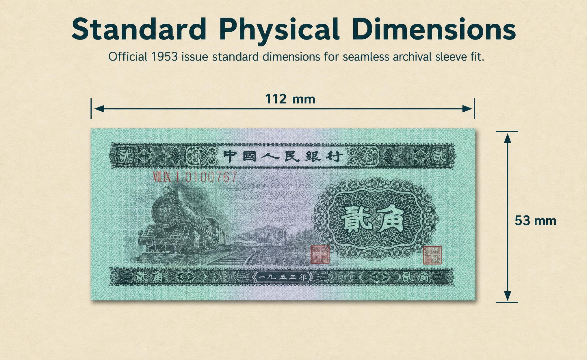 Uncirculated 1953 2 Jiao RMB Banknote (Train Head 2 Jiao), 2nd Set RMB, Genuine Note