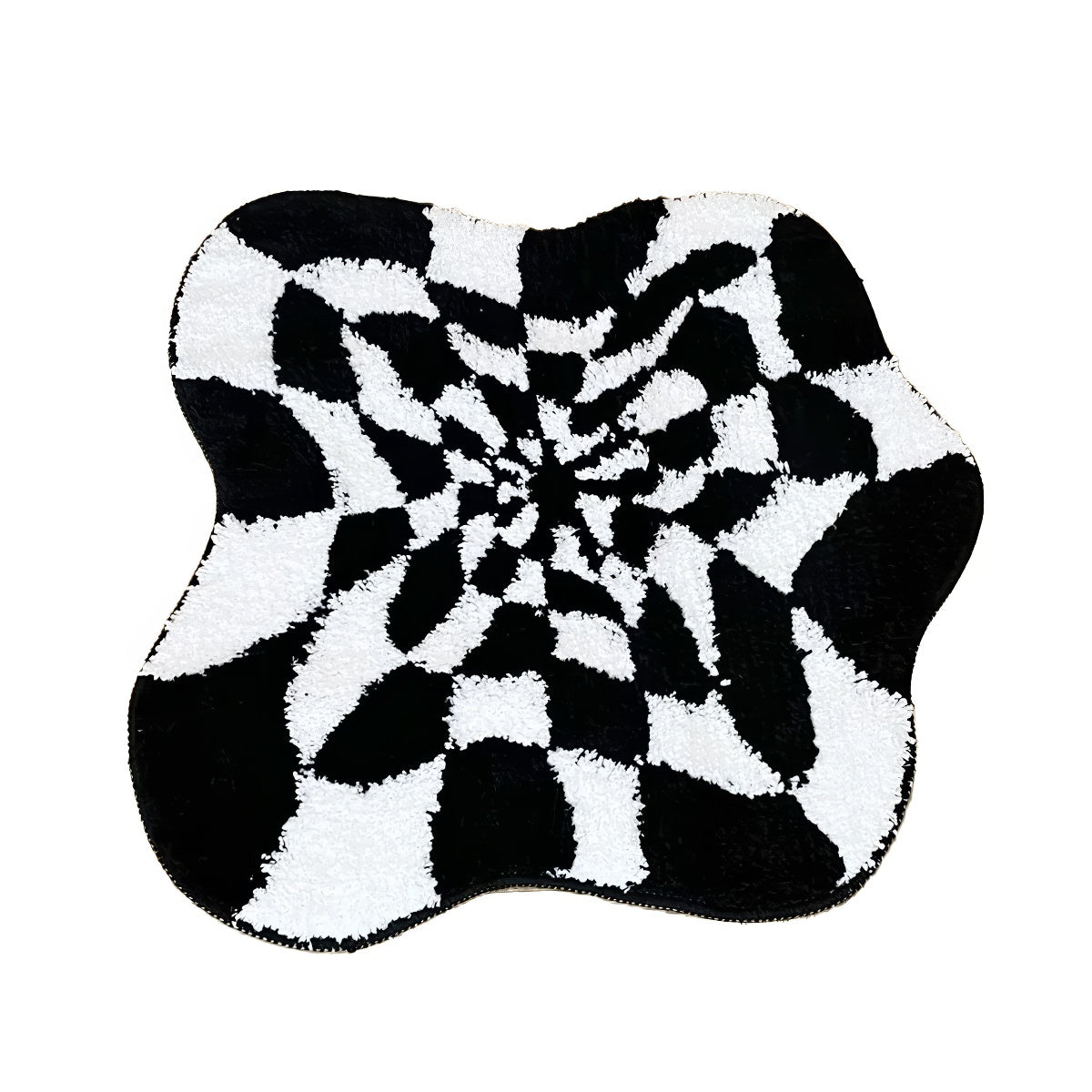Black & White Checkered Blob Rug