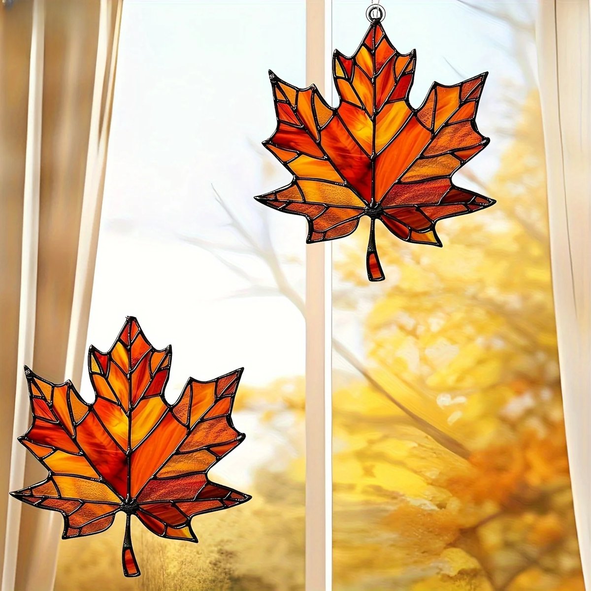 Stained Glass Maple Leaf Suncatcher