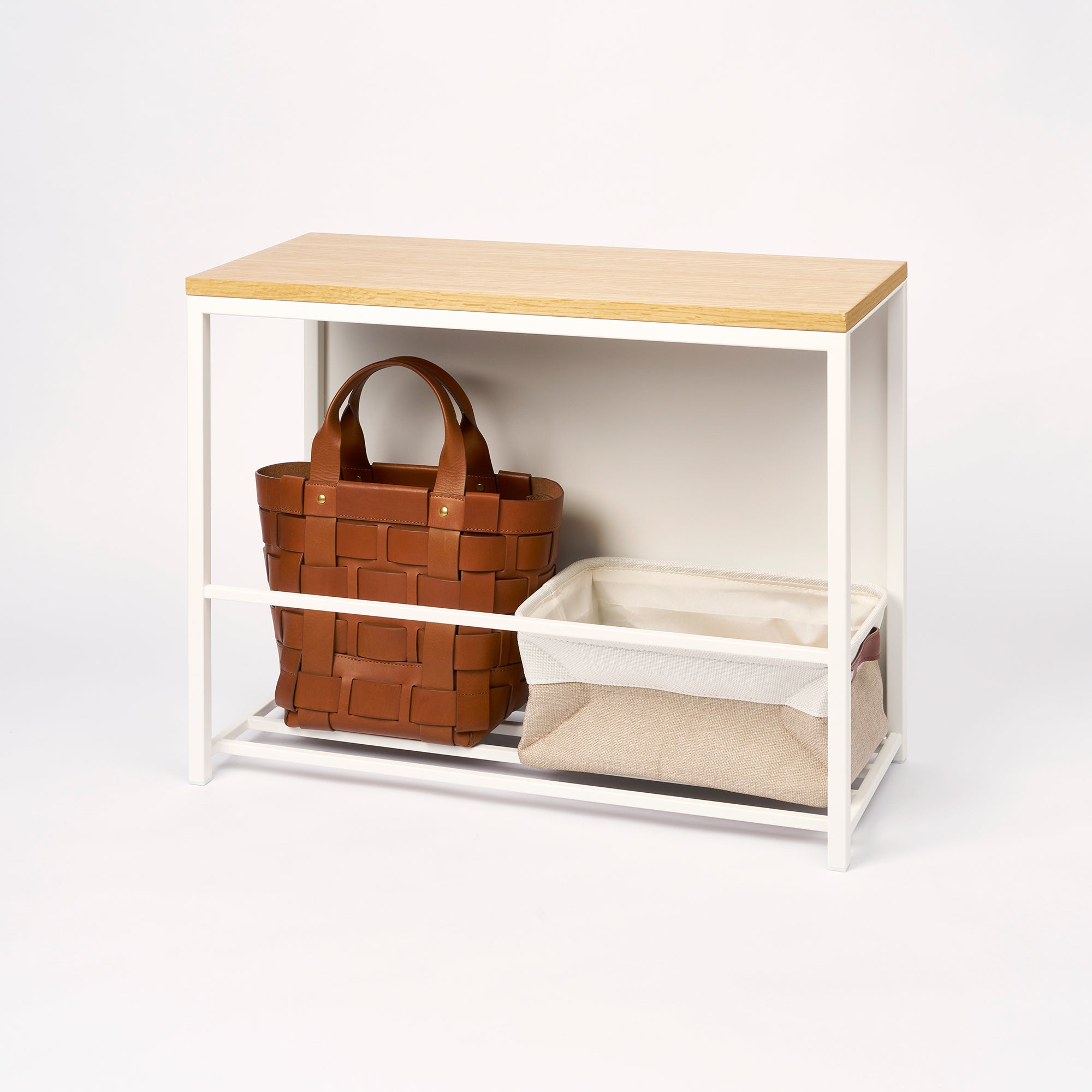 varobay Entryway Storage Organizer & Bench (18" H) - Steel + Wood