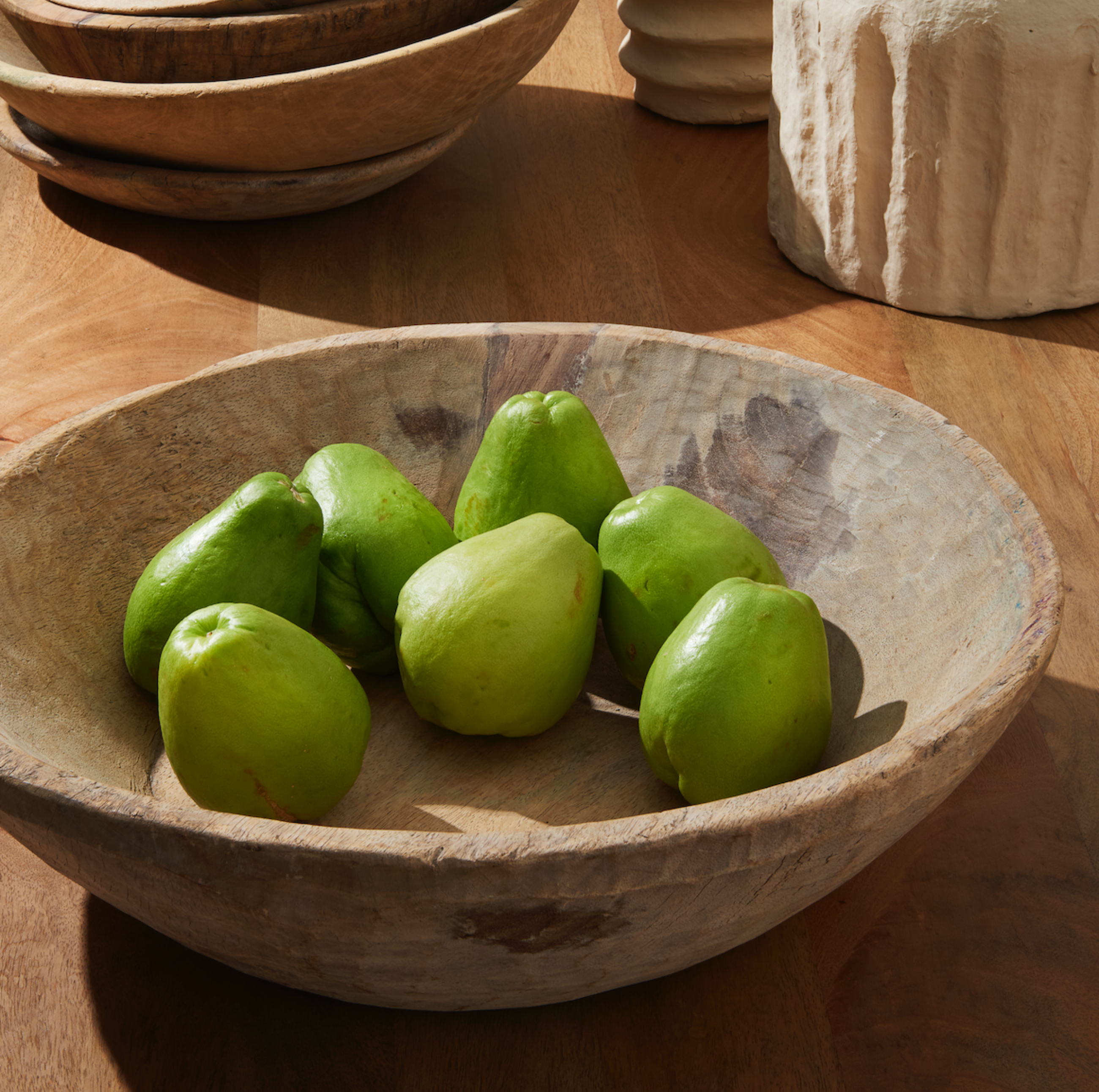uvessa Recycled Wood Bowl, Large - Bleached