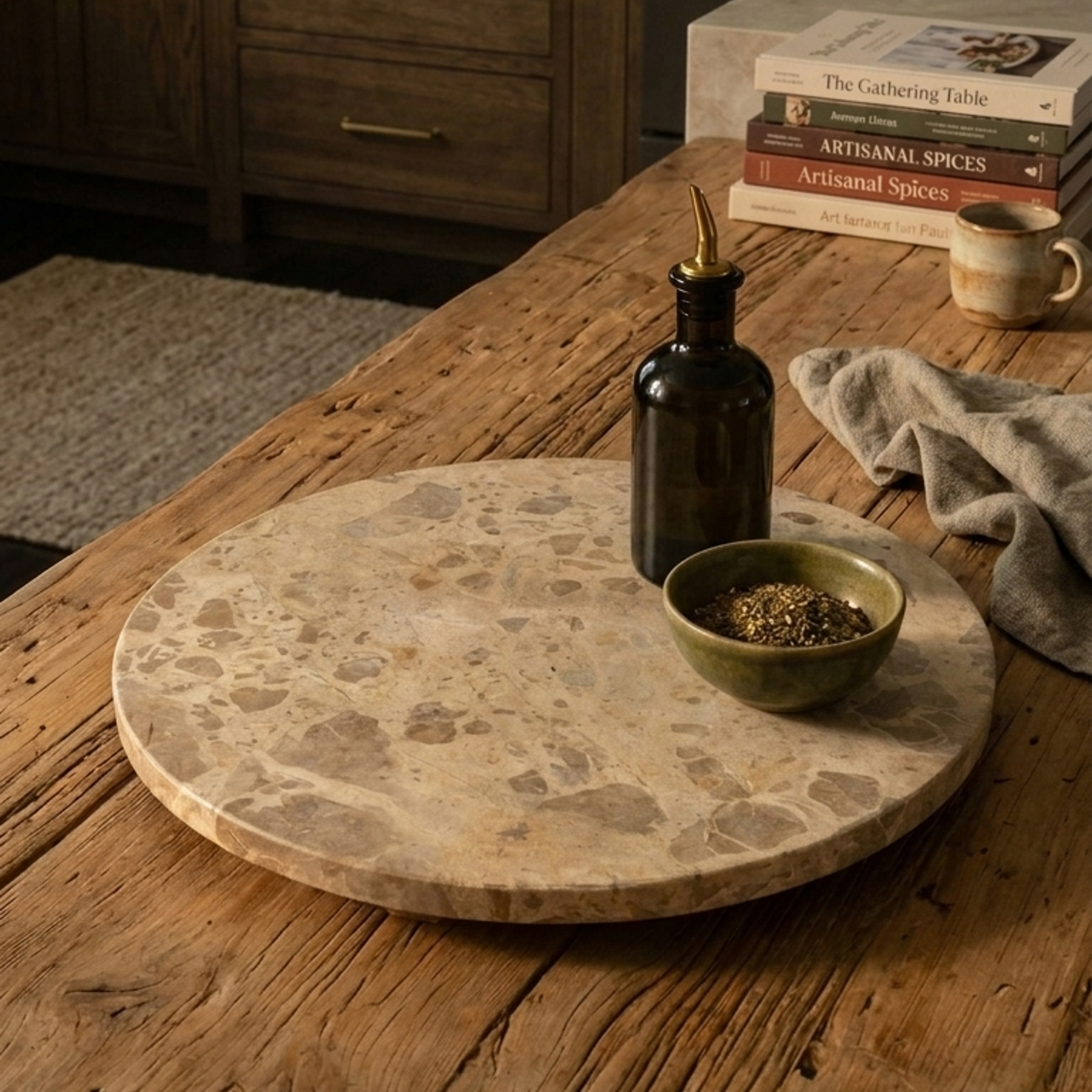 rilnora Vera Marble Lazy Susan