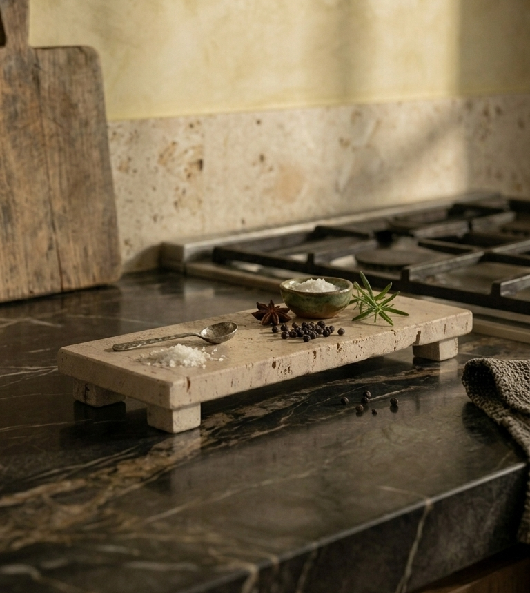 rilnora Cojio Footed Travertine Tray