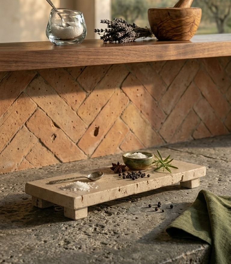 rilnora Cojio Footed Travertine Tray