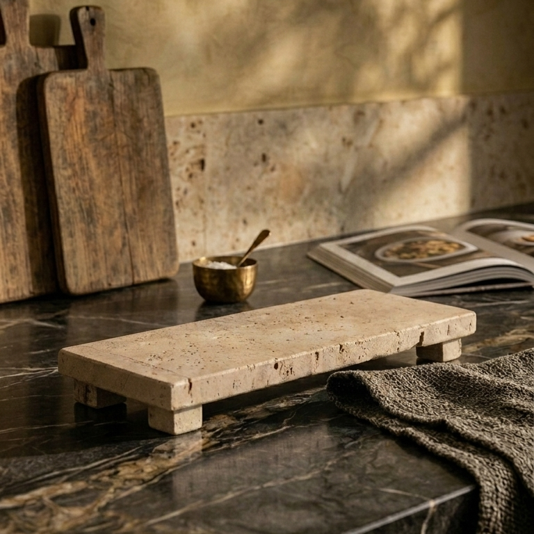 rilnora Cojio Footed Travertine Tray