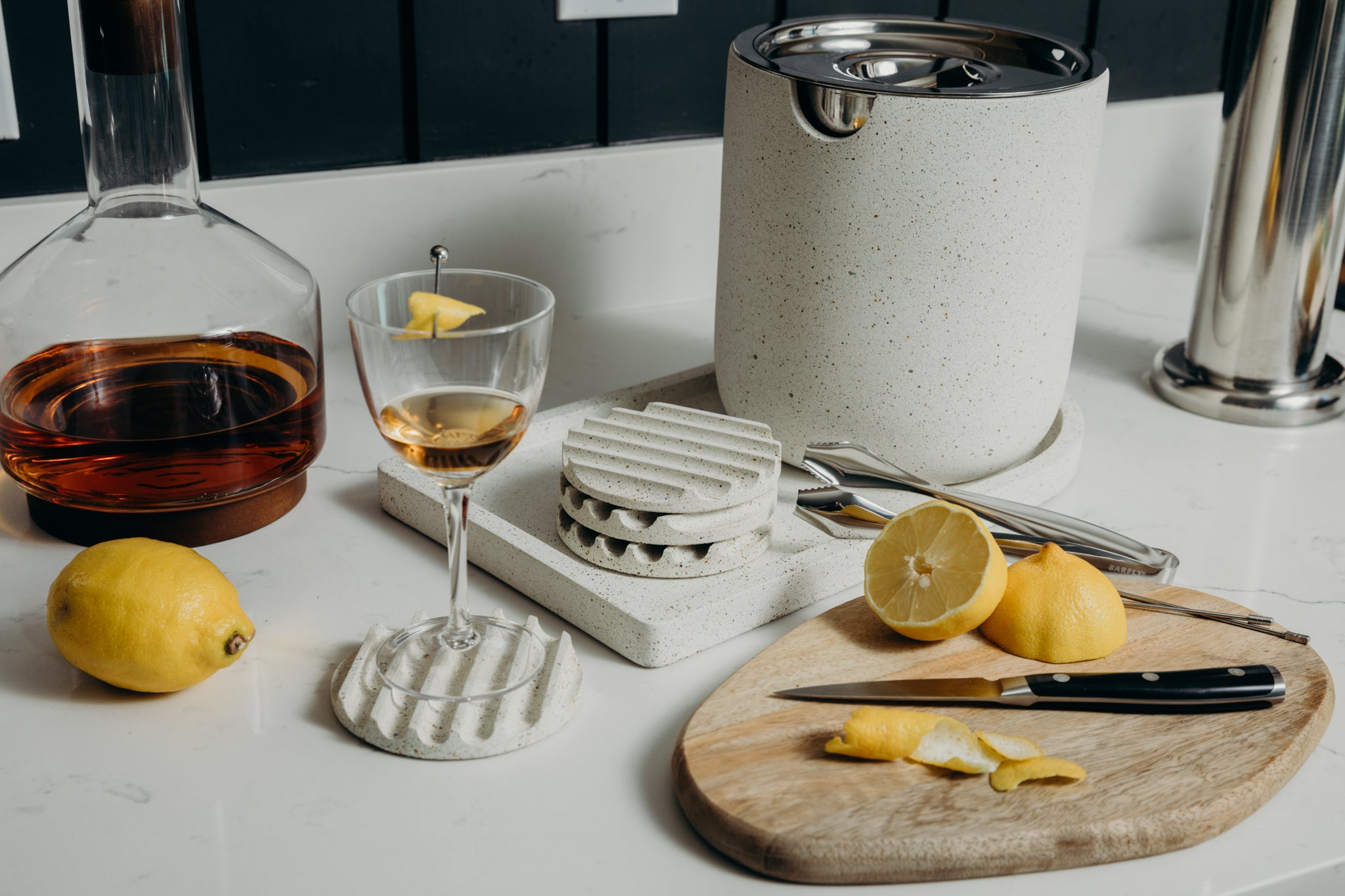 rilnora Ice Bucket Tray | White Terrazzo