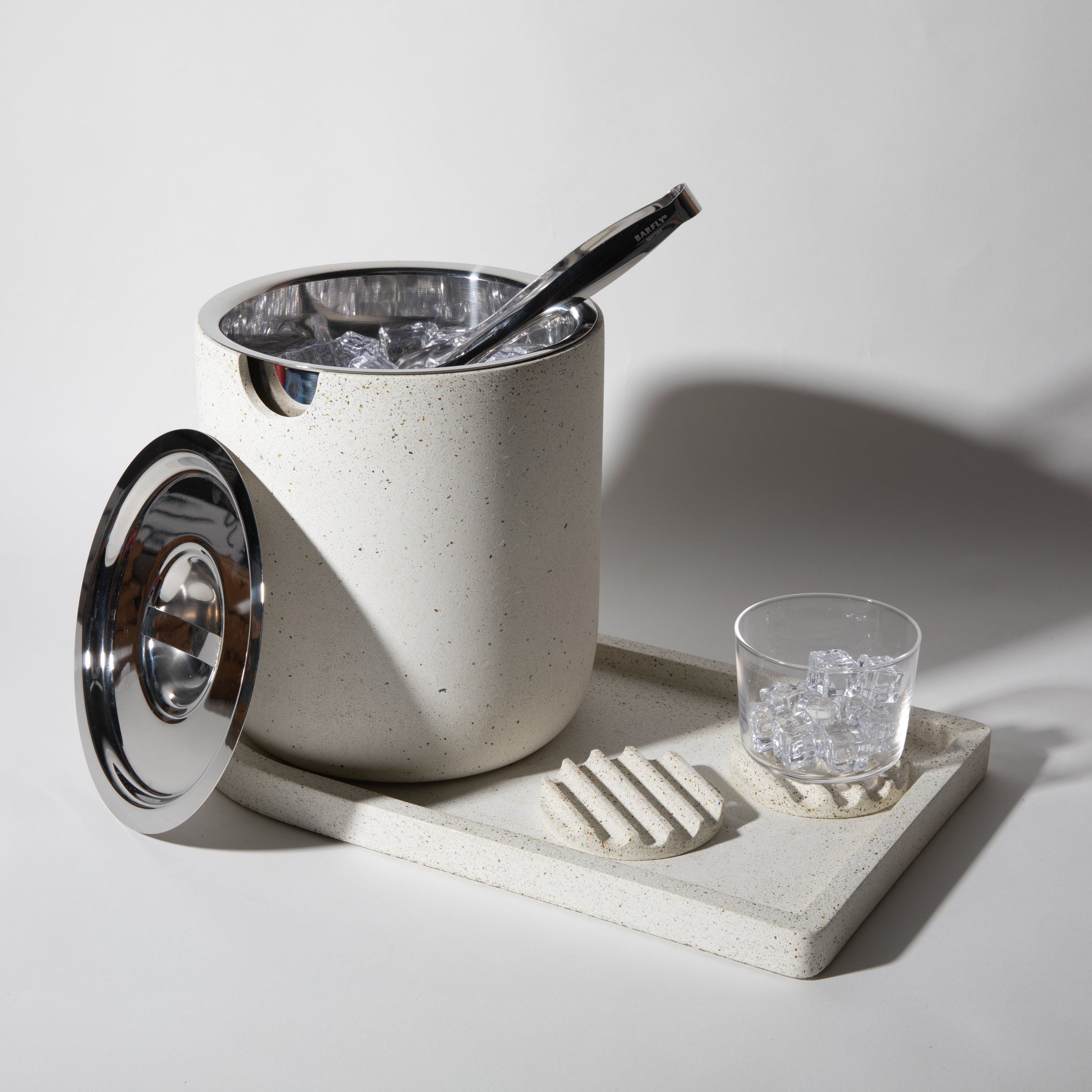 rilnora Ice Bucket Tray | White Terrazzo