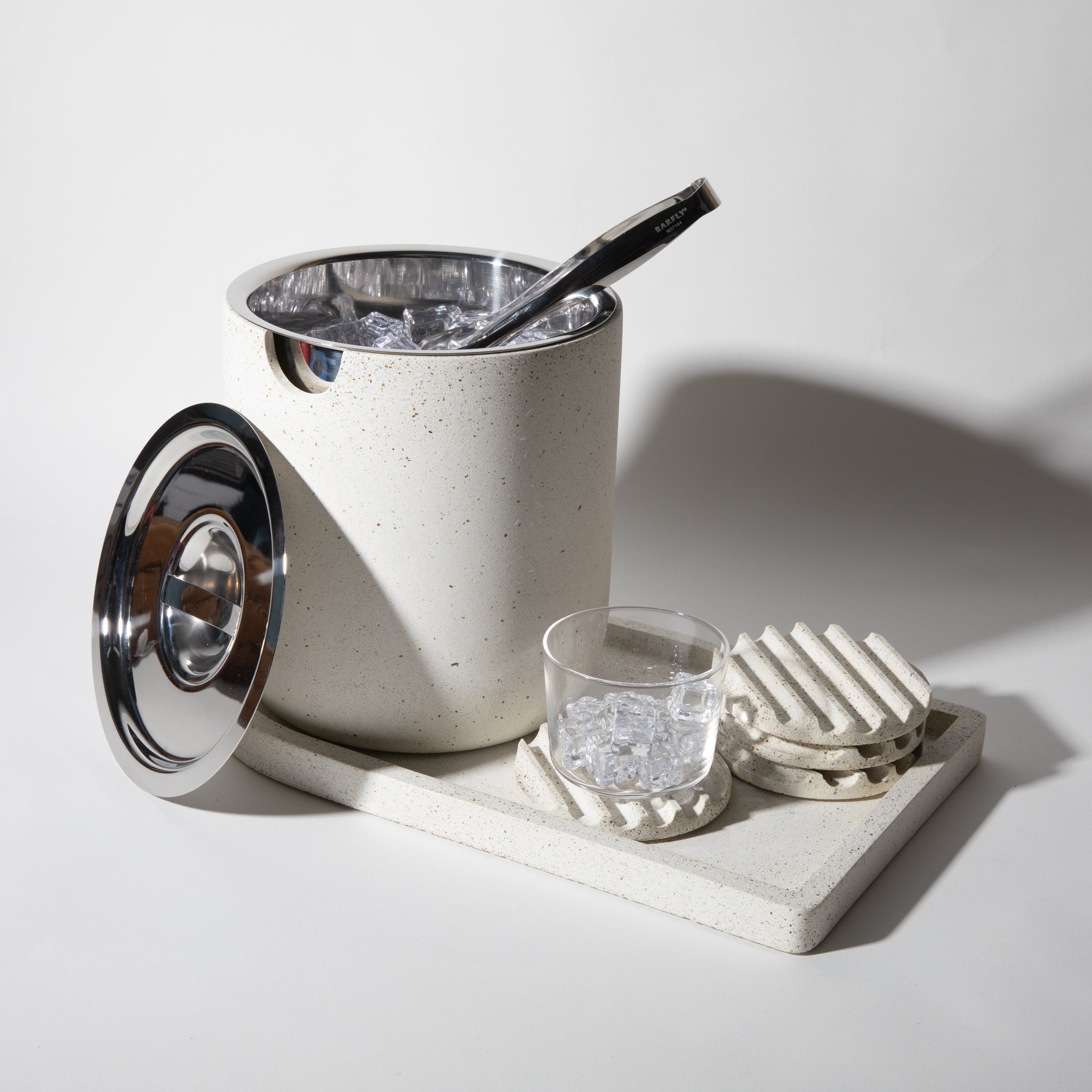rilnora Ice Bucket Tray | White Terrazzo