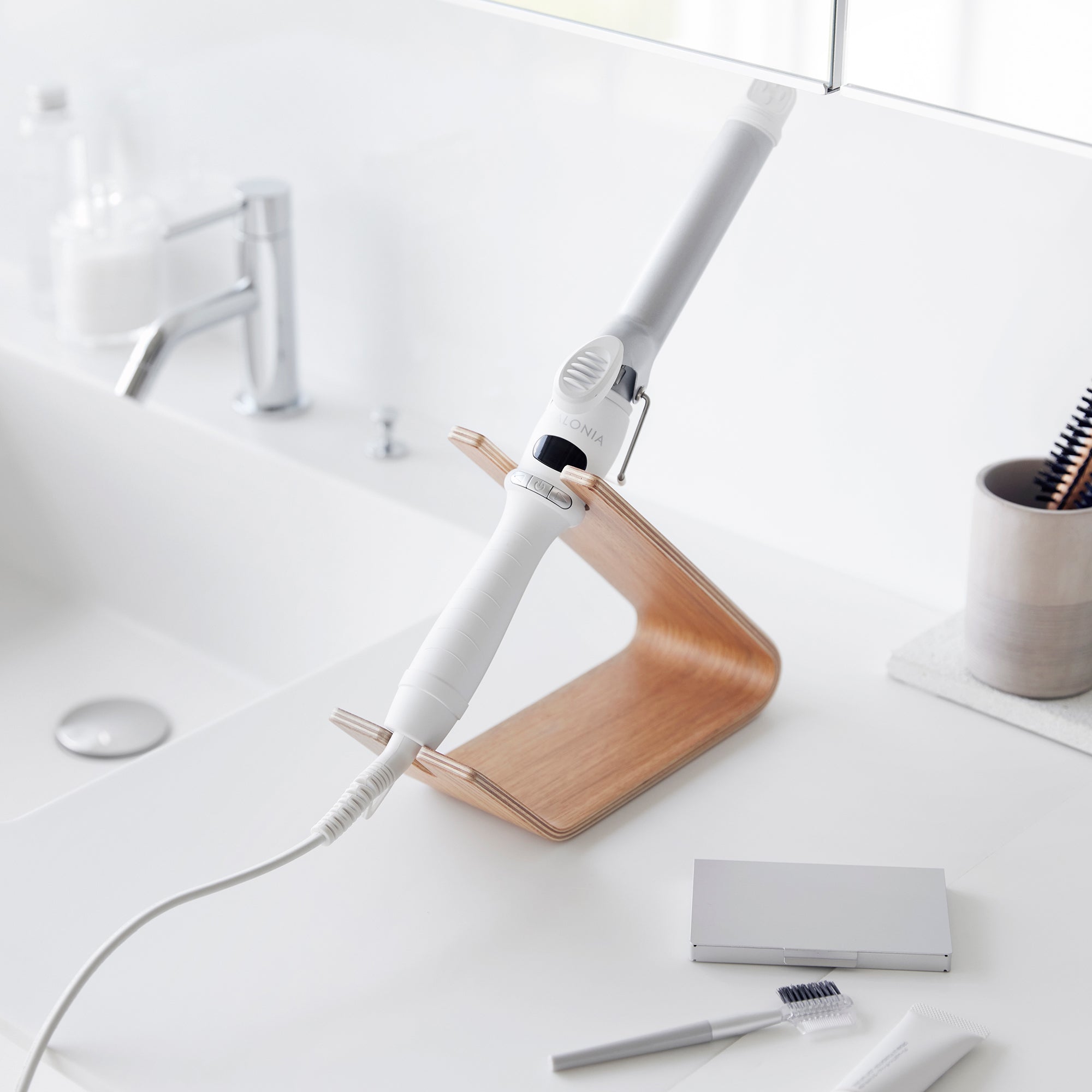 rilnora Hair Dryer and Iron Stand - Wood