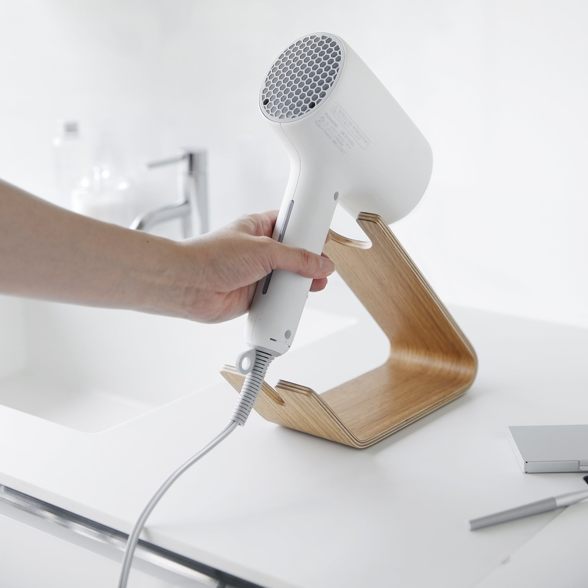 rilnora Hair Dryer and Iron Stand - Wood