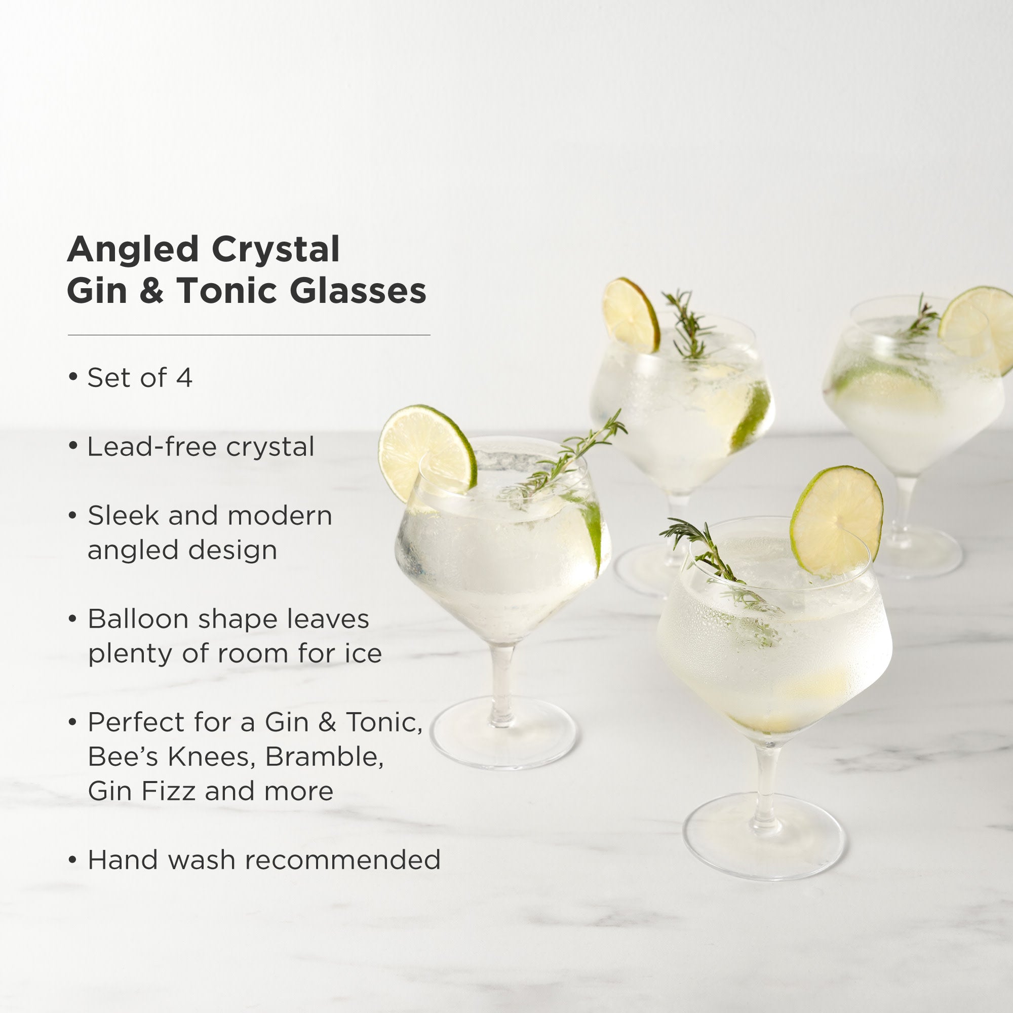 rivofind Raye Angled Crystal Gin & Tonic Glasses Set of 4