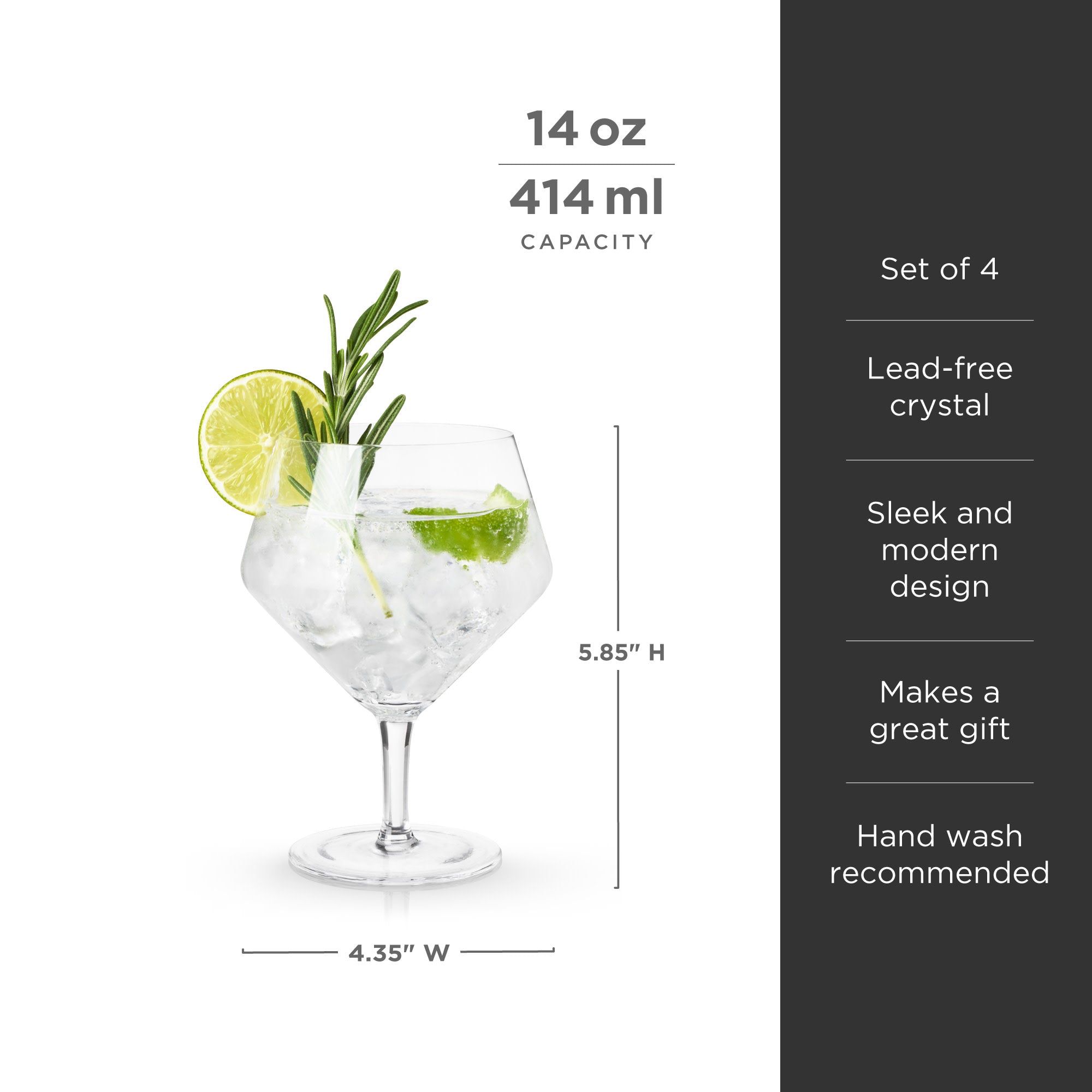 rivofind Raye Angled Crystal Gin & Tonic Glasses Set of 4