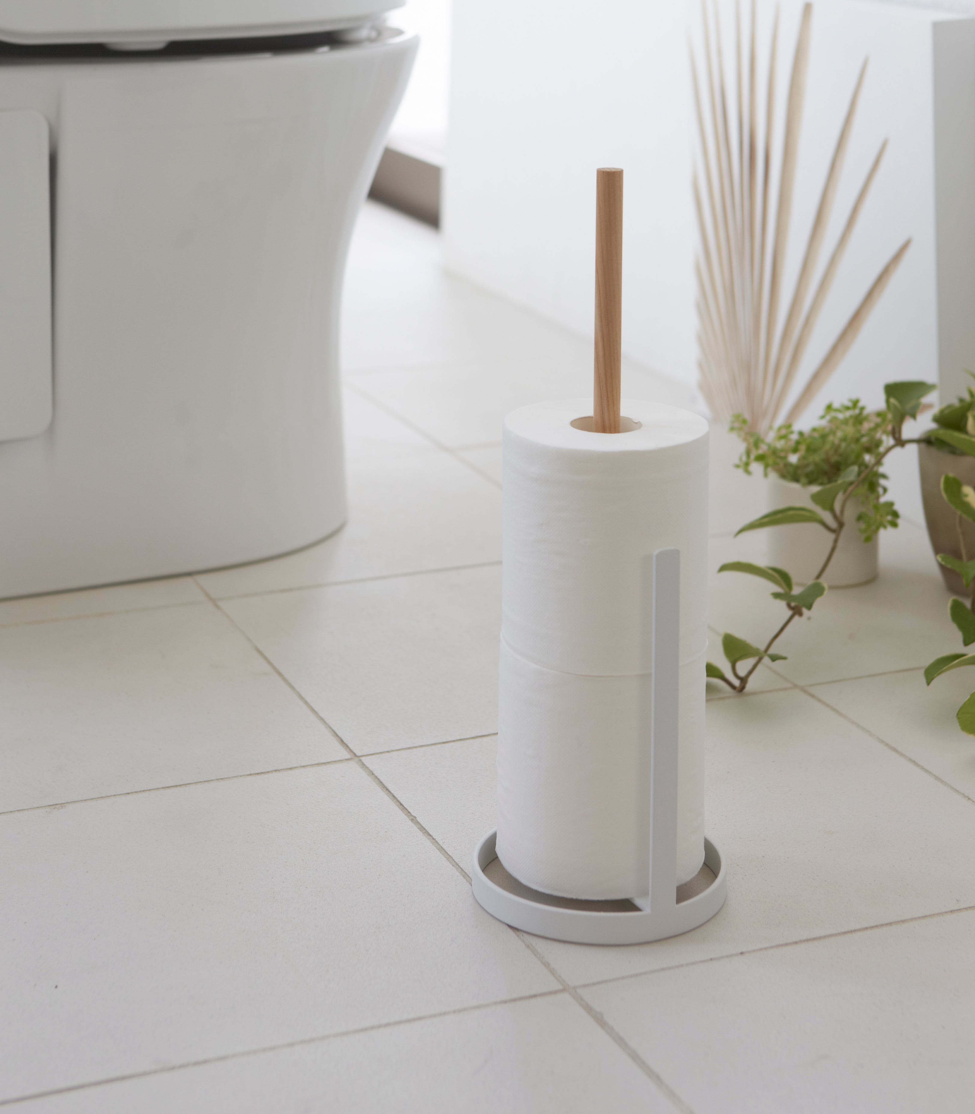 rivofind Toilet Paper Stocker - Steel + Wood