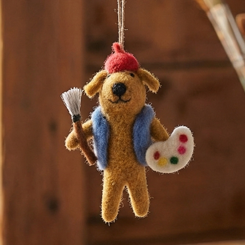 rilocove Painting Pooch Felt Ornament