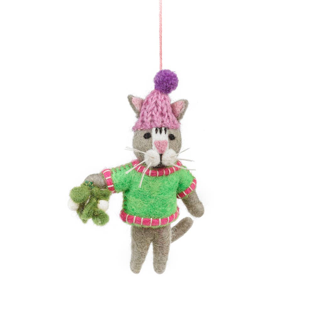 rilocove Mistletoe Meows Cat Felt Ornament