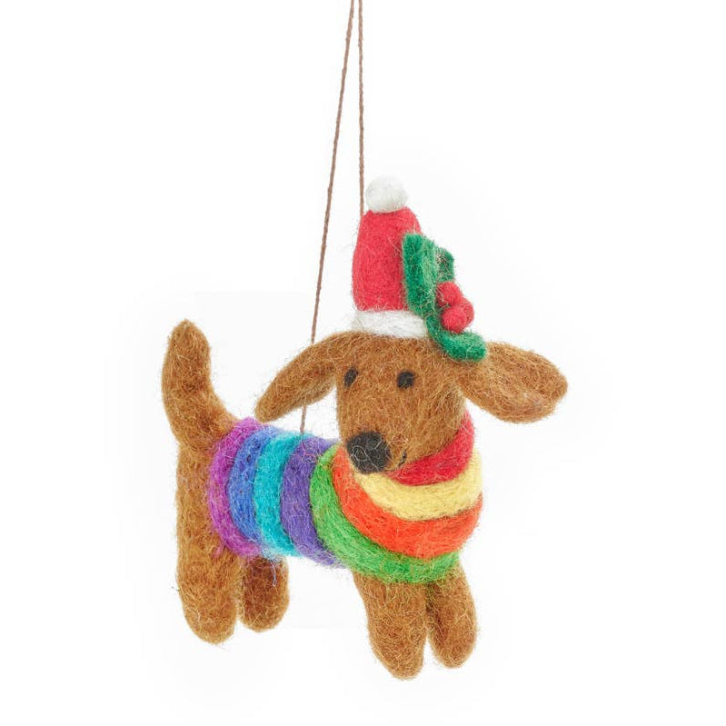 rilocove Festive Rainbow Dog Felt Ornament