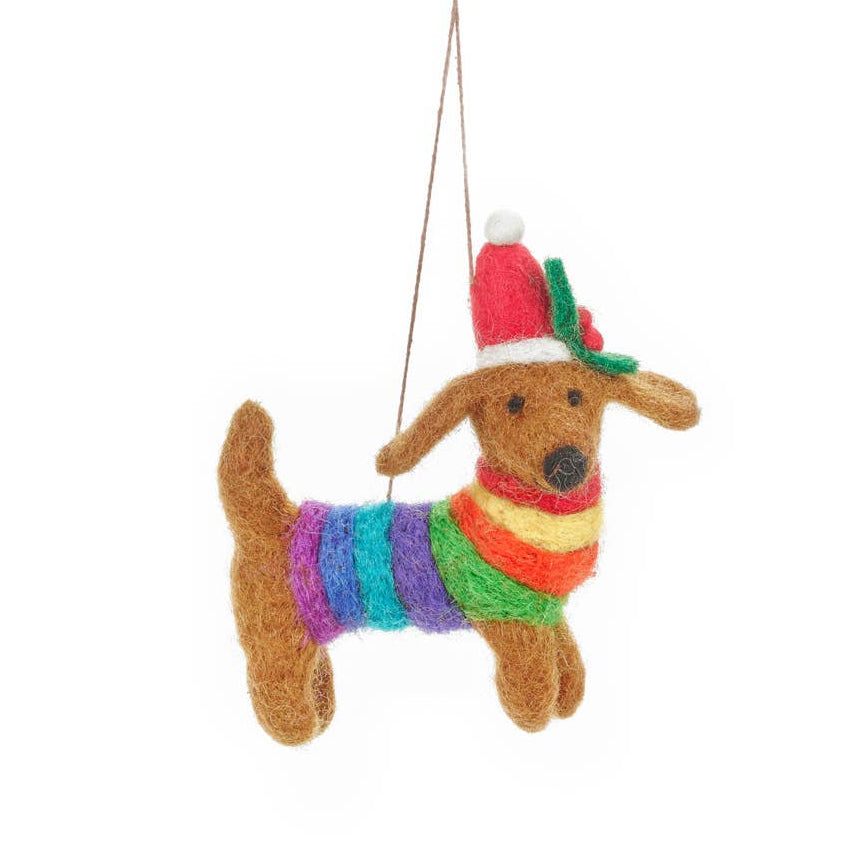 rilocove Festive Rainbow Dog Felt Ornament