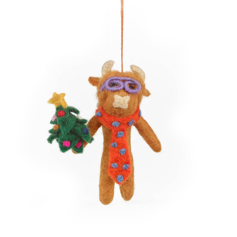 rilocove Curtis Christmas Cow Felt Ornament