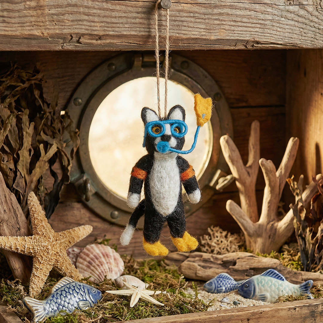 rilocove Snorkeling Cat Felt Ornament