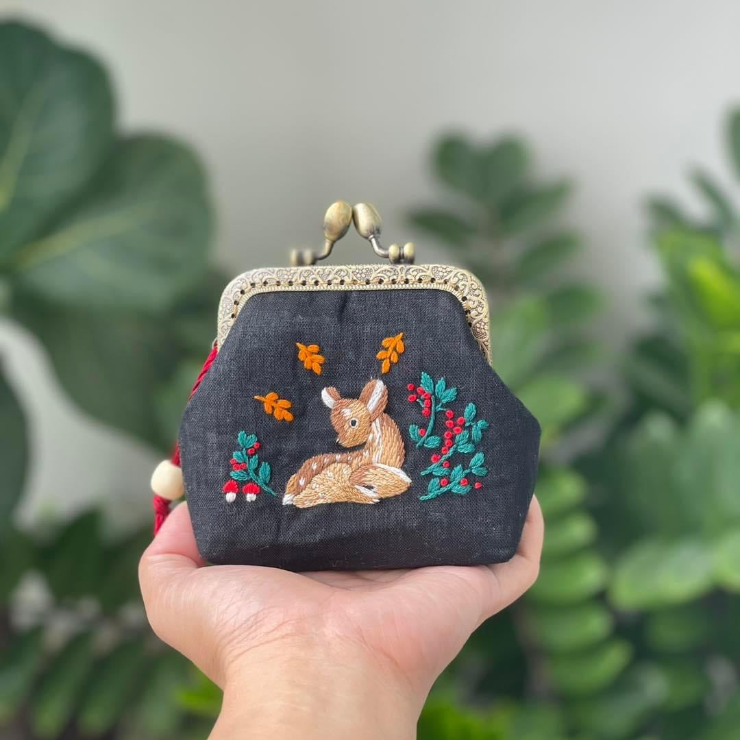 rilocove Deer Embroidered Coin Purse