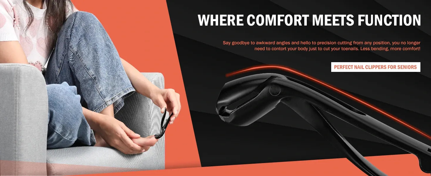 Angled head toenail clippers for seniors with thick nails and ergonomic easy grip design