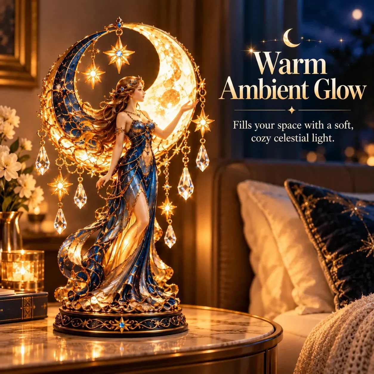 🦋 Butterfly Lady Accent Lamp – Elegant Floral Goddess Light with Crystal Drops🌸🎁
