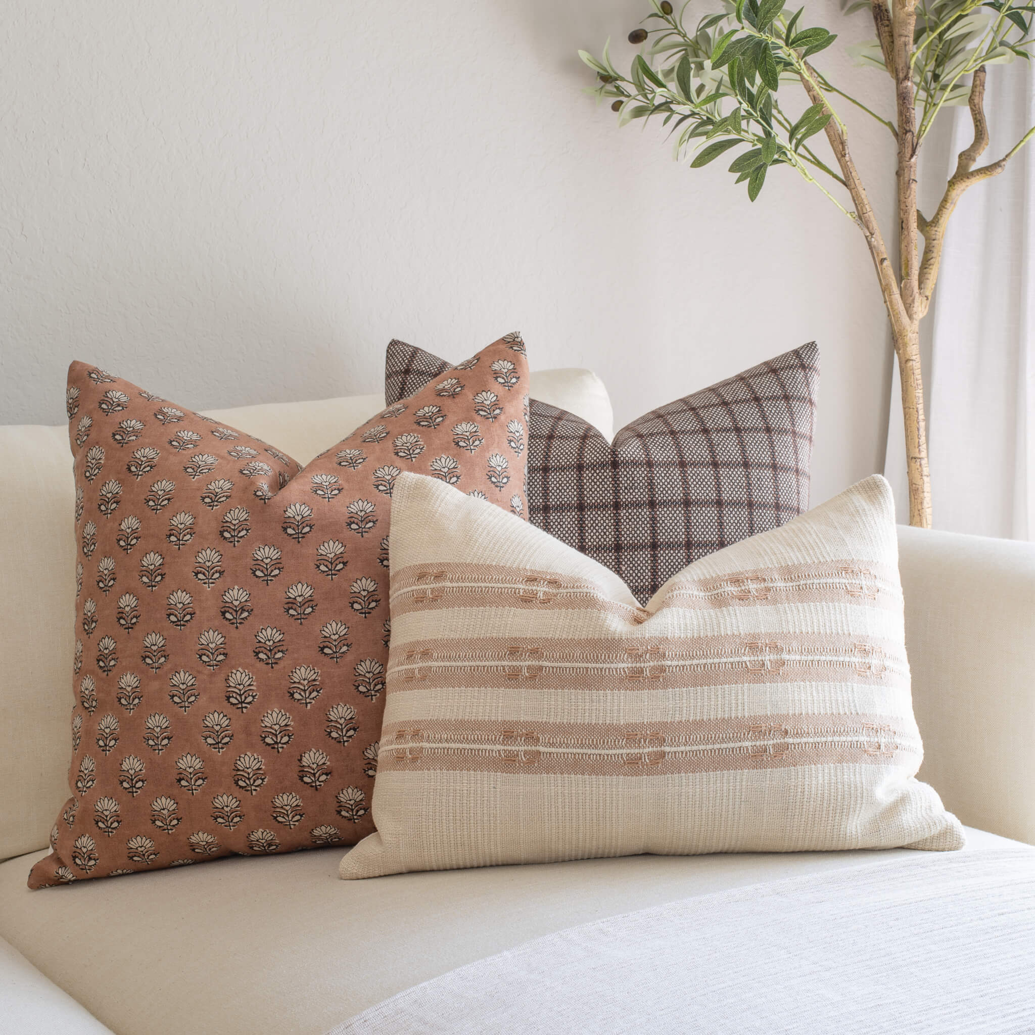 garonest Handwoven Brown Pillow Cover