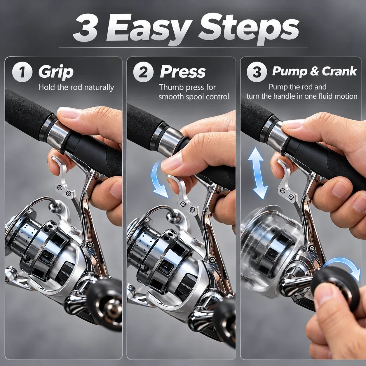 Single hand jigging reel operation instructions