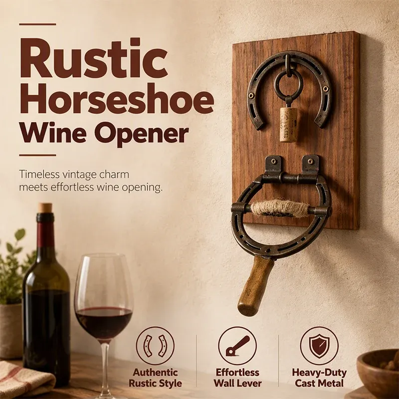 Vintage Wall-Mounted Horseshoe Wine Opener - Rustic Horseshoe Wine Opener Experience