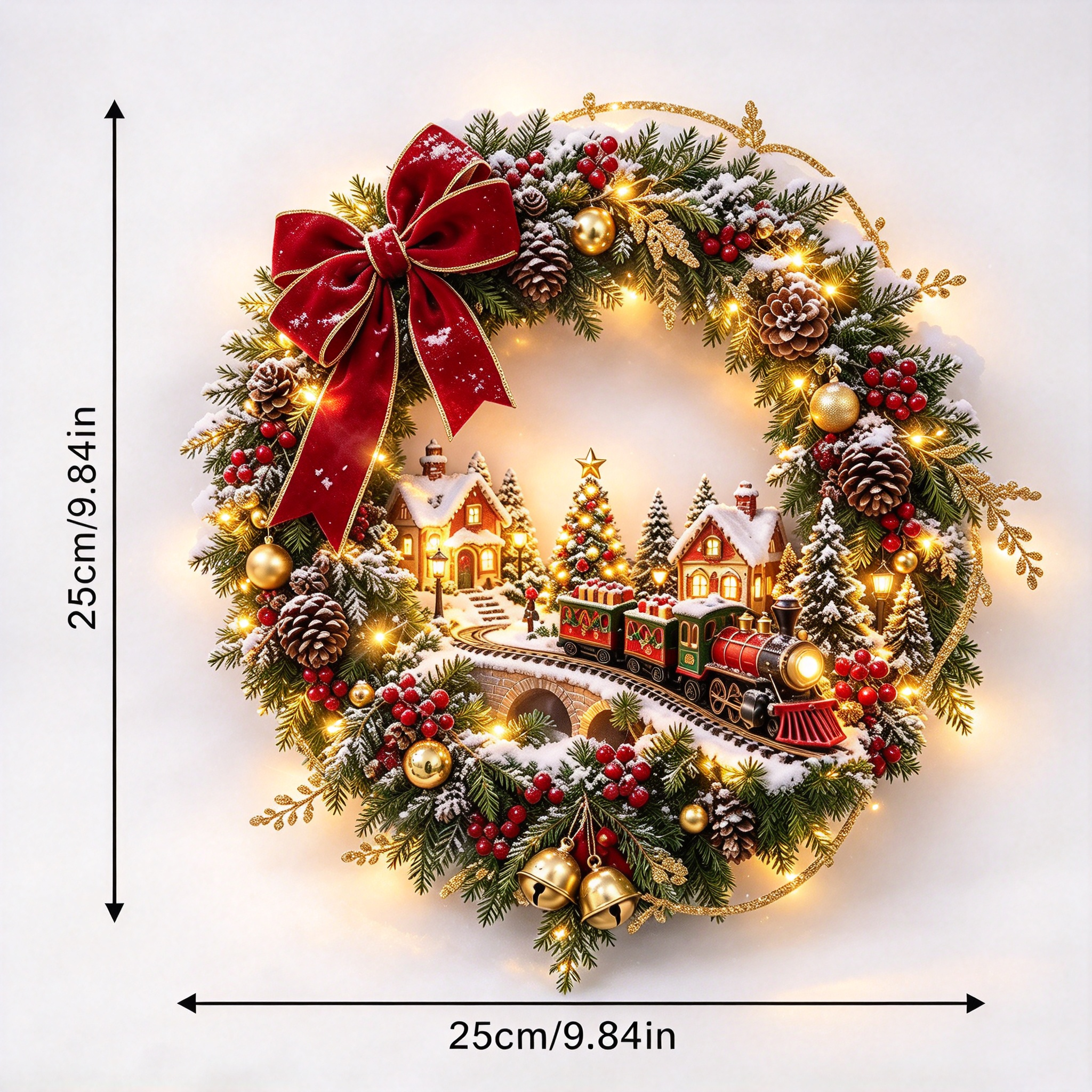✨ Good Omens Wreath Light with Cardinals – Lighted Christmas Door Decor 🐦