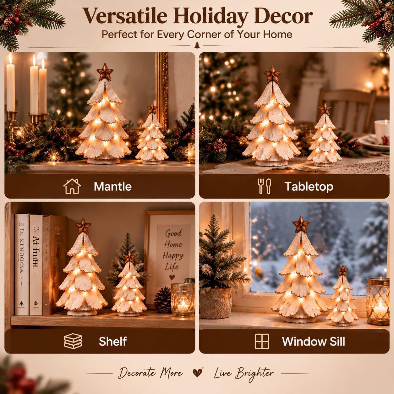 🎄🌙 Vintage Lighted Christmas Tree Figurine – Retro Holiday Glow Decor ✨
