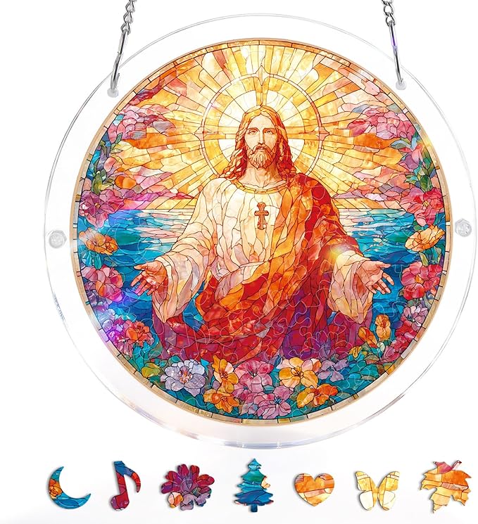  ✝️ Holy Light of Jesus Suncatcher – Acrylic Puzzle (Style Options) 🕊️
