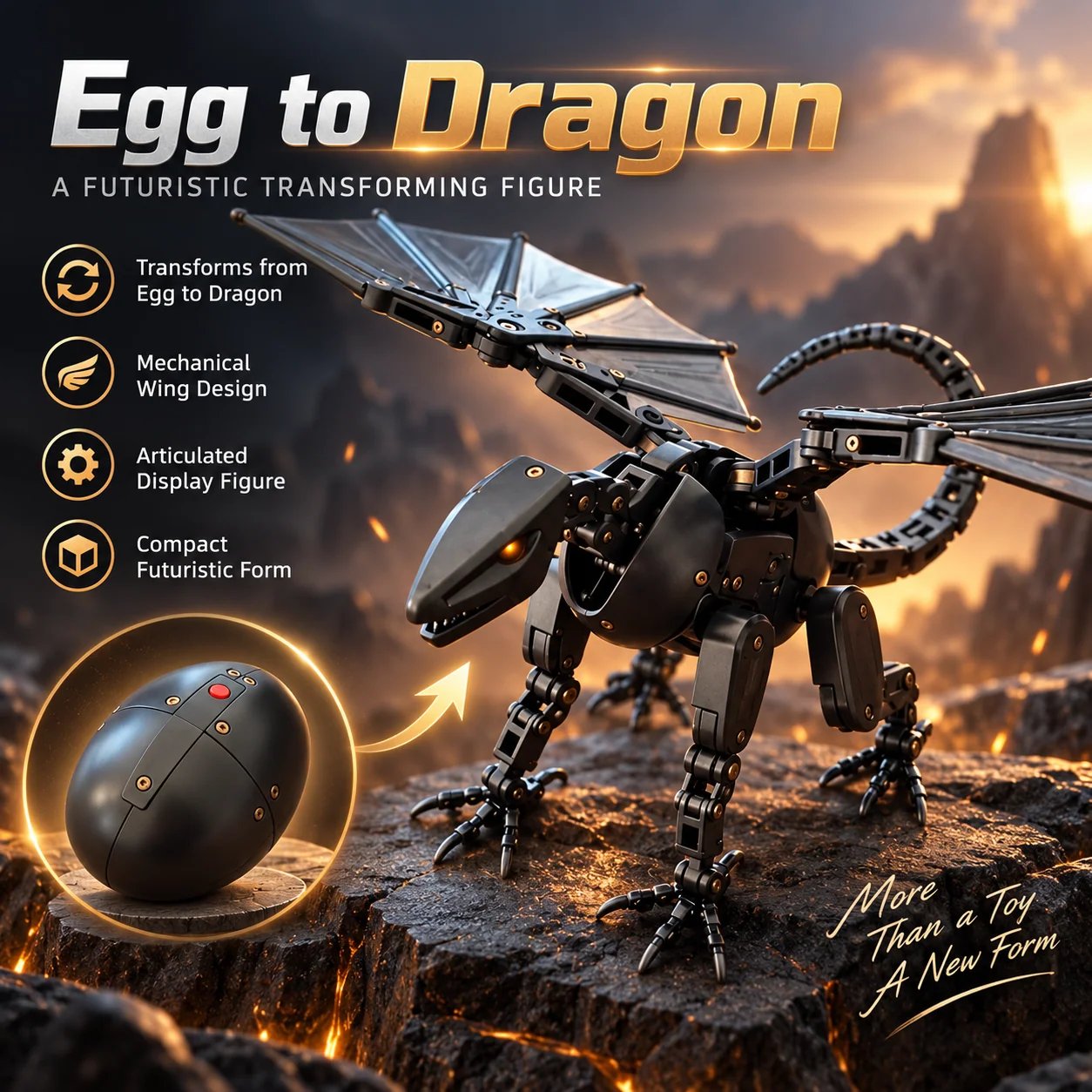 🐉 DragonMorph – Egg to Dragon Transforming Mechanical Toy Christmas gifts ⚡
