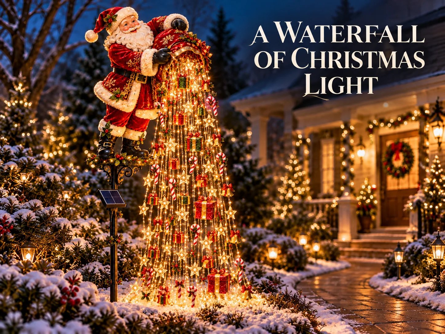 🌟 Christmas Starlight Cascade – Solar LED Garden Stake Lights ✨