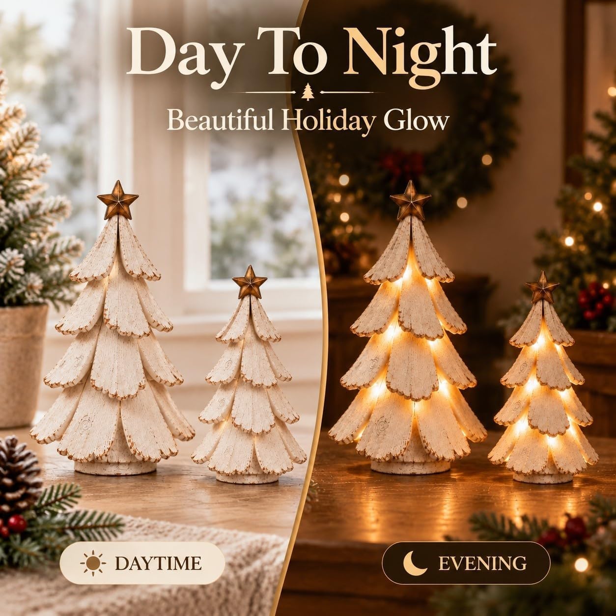 🎄🌙 Vintage Lighted Christmas Tree Figurine – Retro Holiday Glow Decor ✨